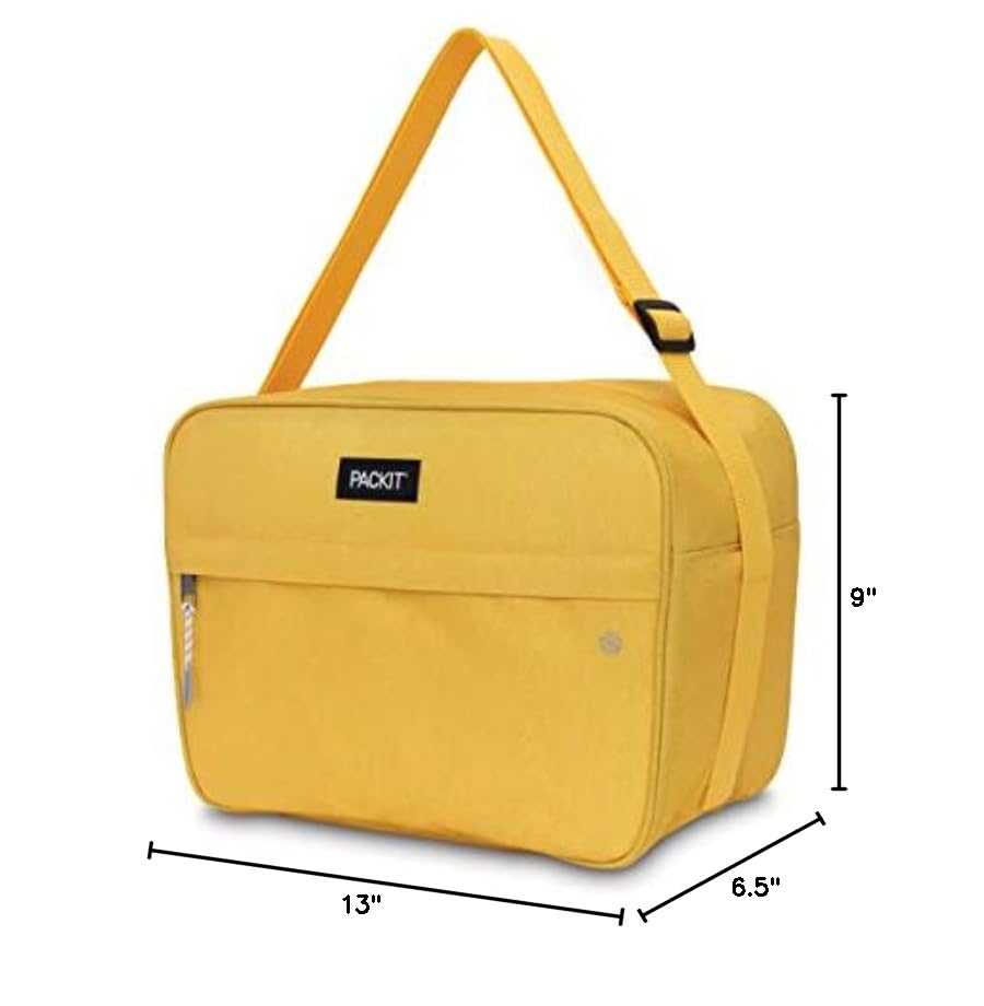 PackIt Freezable Zuma Can Cooler, Built with EcoFreeze Technology, Collapsible, Reusable, Zip Closure with Adjustable Shoulder Strap, Fits 15, 12 Oz Cans - color: Lemonade
