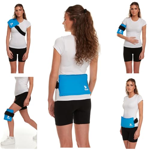 Premium Hot Cold Solid Gel Ice Pack by FOMI Care | Cool Compress for Lower Back, Shoulder, Knee, Stomach | Coccyx, Sciatica, Tailbone Pain Relief | Flexible, Reusable Heating Pad | Adjustable - color: 1 Pack Light Blue - Solid Gel