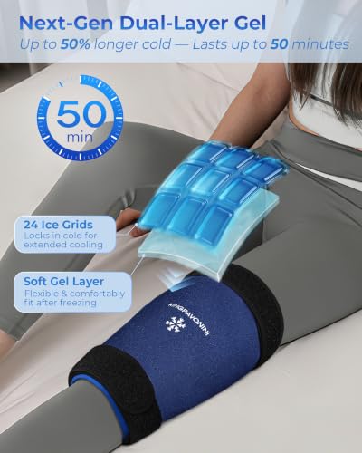 KingPavonini Soft Large Ice Pack for Injuries Reusable with Straps, 11"x15" - style: Large w/ Straps (Pack of 1)