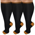CTHH Wide Calf Compression Socks for Women Men Plus Size Knee High Stocking - color: Black/Yellow, size: XX-Large