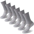 FOOTPLUS Hiking Copper Compression Socks,Unisex Cushioned Sole Arch Support Athletic Crew Running Socks - color: 6 Pairs- Light Gray Crew, size: Large-X-Large