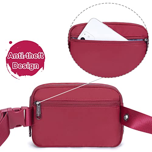 AROME Mini Belt Bag for Women Men Fashion Waist Packs Fanny Pack - color: Wine
