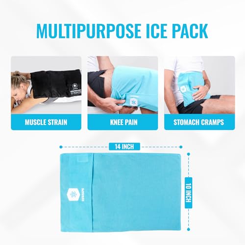 ICEWRAPS Reusable Cold Pack with Fabric Cover - Standard 10 x 14 Inch, Blue - size: 10”x14”, style: Ice Pack with Cover