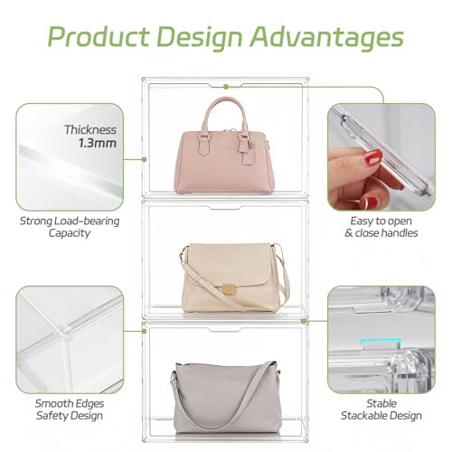 Clear Acrylic Display Case, Stackable Storage Bin, Magnetic Lid (1 Pack) - size: X-Large