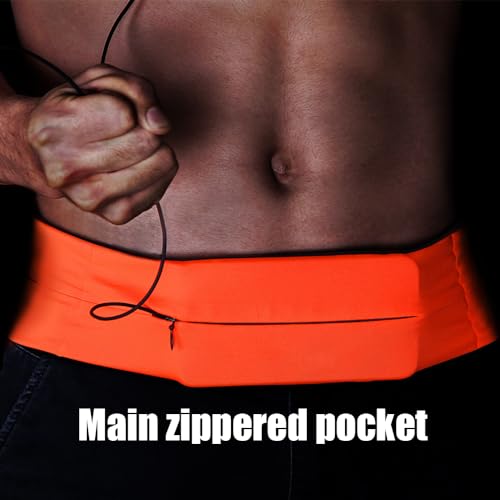 AnsrJ Slim Running Belt,Pockets with Zippers,Waist Pack for Phone Holder. - color: Blue, size: Small
