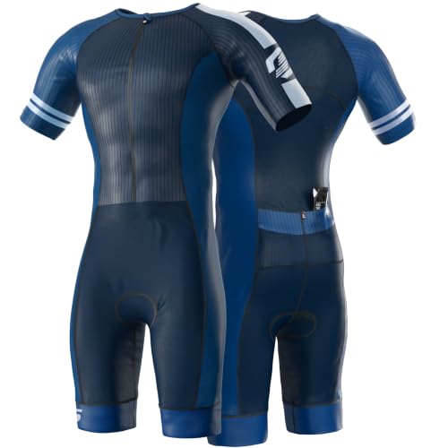 SLS3 Triathlon Suits Mens - Elite Aero Sleeved Trisuit for Swim Bike Run - color: Onyx, size: Medium
