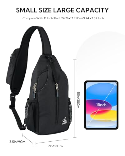 WATERFLY RFID Sling Backpack Crossbody Sling Bag Travel Hiking Daypack - color: Rfid-black