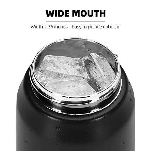 Fanhaw 24oz Stainless Steel Water Bottle with Chug Lid, Black - color: Black, style: 24 Ounces