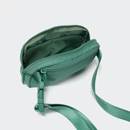 Pander Nylon Fanny Pack for Women, Two-Way Zipper Crossbody Bag - color: Eucalyptus Green