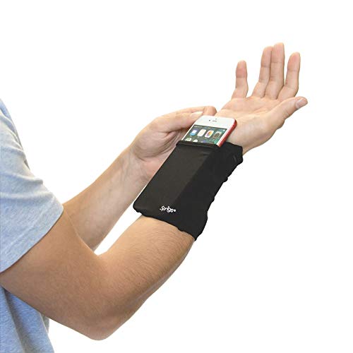 Sprigs Wrist Wallet Running Wristband Pocket for Keys Cards Cash ID Phone - color: Black / Black
