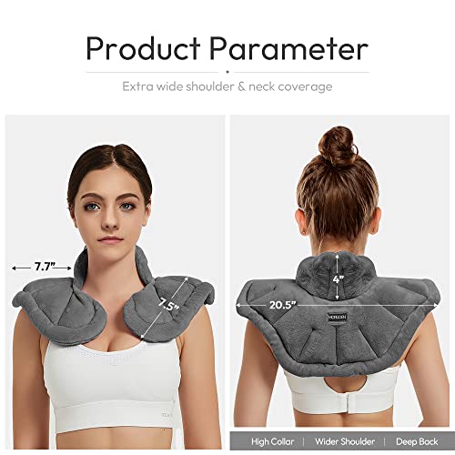 MORLIDEN Microwavable Neck Wrap Warmer&Shoulder Weighted Hot Cold Compress - color: Dark Gray, size: 1 Count (Pack of 1)