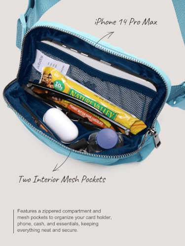 ODODOS Unisex Mini Belt Bag with Adjustable Strap Small Fanny Pack for Workout Running Traveling Hiking, Steel Blue - color: Steel Blue