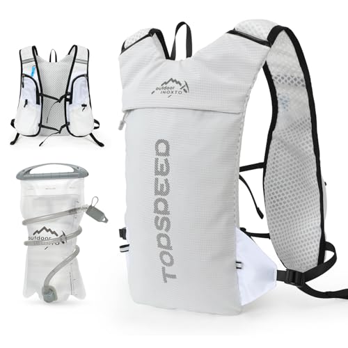 INOXTO Running Hydration Vest Backpack,Lightweight Insulated Pack with 1.5L Water Bladder Bag Daypack for Hiking Trail Running Cycling Race Marathon for Women Men - color: White