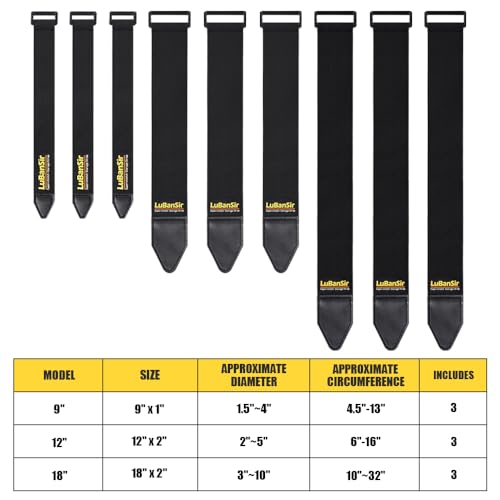 LuBanSir Cinch Straps, Assorted 9 Pack (9“/12”/18“) for Organization - size: 9"/12"/18" - Assorted 9 Pack