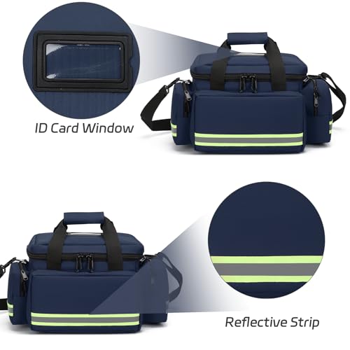 Medical Bag Empty Emergency Bag Medical Bag Organizer Professional First Responder Trauma Bag，First Aid Bag with Detachable Dividers for Nurses,Home Health Care, EMT(Bag Only) - color: Blue