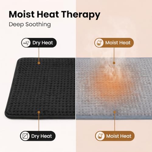 Extra Large Heating Pad for Back Pain Relief - 20"x40" Full Body Heating Pad with 9 Heat Settings, 4 Timers & Auto Shut Off - Moist/Dry Heat Therapy for Neck & Shoulder, Gifts for Women Men - color: A.black & White 20x40 "