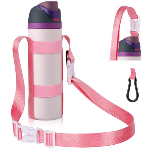 Water Bottle Holder Strap Sling, for Owala FreeSip 16 24 32oz, Hydroflask, Iron °Flask, Universal Water Bottles, with Carabiner, Hand Free Water Bottle Sling for Hiking Walking Travel - color: Pink