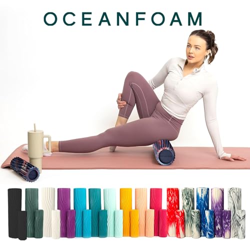 Oceanfoam Tidal Exercise Foam Roller (Red, Dark Navy & Natural Marbled) - color: Red, Dark Navy & Natural Marbled