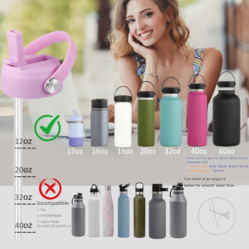 RRegeny Straw Lid for Hydro Flask Wide Mouth 32 40 oz, Lids with Flexible Handle compatible with HydroFlask, Replacement Sports Flex Cap Wide Mouth Top - color: Lavender