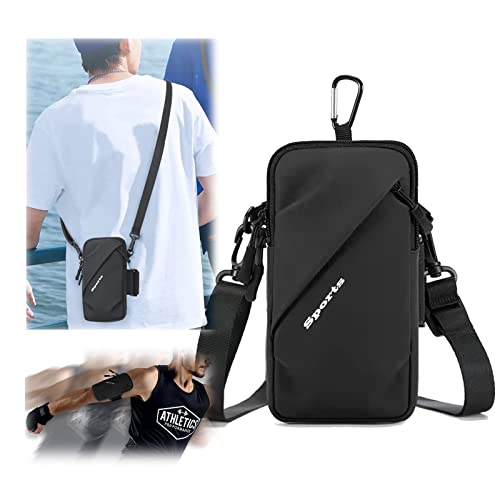 Prime Comfort Phone Holder Arm Band, Small Crossbody Shoulder Holsters Bag with Arm Bands, Fits iPhone and Android, Use for Running, Walking, Hiking & Biking (6.7 Inches, Black) - color: BLACK