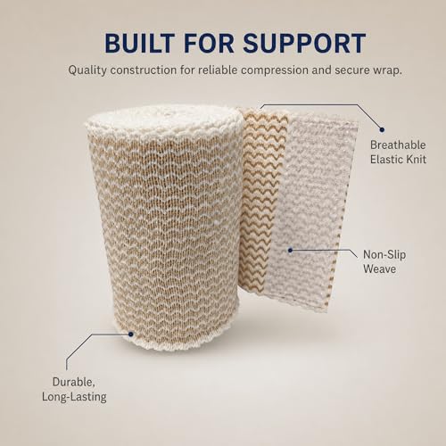 3" Elastic Bandage Wrap with Self-Closure, 2-Pack – 15 ft Stretched – Latex-Free, Reusable, Washable – Compression Support for Sprains, Injuries, Swelling, Sports Recovery - size: 3"