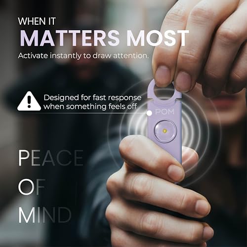 POM Personal Safety Alarm for Women – 130dB Loud Emergency Siren, USB-C Rechargeable with Bright LED Flashlight, Portable Keychain Design for Self Defense, Purse, Backpack & Travel (Lavender) - color: Lavender