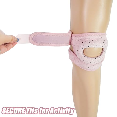 Luwint Patellar Tendon Support Strap with Gel Pad, Women & Teens Adjustable Knee Brace for Knee Pain Relief, Arthritis, Sports (Pink) - color: Pink