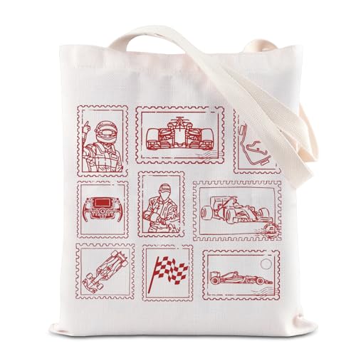 KUIYAI Motorsport Race Stamp Tote Bag Sunday Racing Day Canvas Bag Kart Competition Speed Track Day Gift Checkered Flag Gift