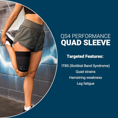 OS1st QS4 Compression Quad/Hamstring Sleeve with Iliotibial Band Brace for ITBS, hamstring pulls and weak quads and thighs - size: Small