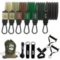 Bodylastics Patented Basic Series Resistance Band Set - Resistance Bands with Snap Reduction Tech, 2 Handles, 2 Ankle Straps, 1 Door Anchor & 1 Carry Bag - color: PRO 3-310 LBS Set Camo