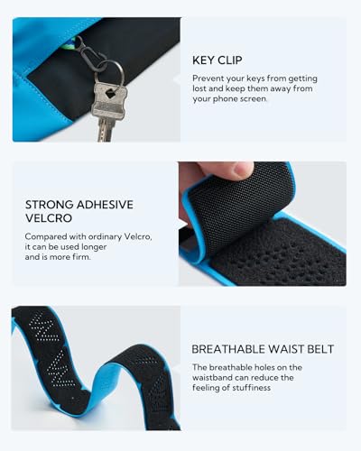 WATERFLY Running Belt Fanny Pack: Slim Lightweight Waist Bag for Runners - color: Blue