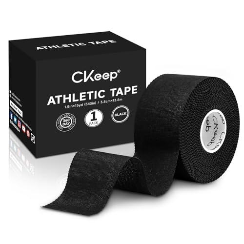 CKeep Athletic Tape, Original Cotton Waterproof Sports Tape 1 Roll, Black - size: 1 Roll