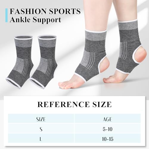 Haysandy 4 Pcs Kids Ankle Brace Support, Gray, 5-10 Years - color: Gray, size: 5-10 Years