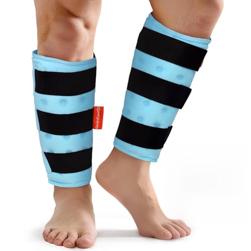 Comfytemp Extra Large Calf Shin Splint Ice Packs for Injury Reusable Wrap - color: Blue 32, size: Extra Large