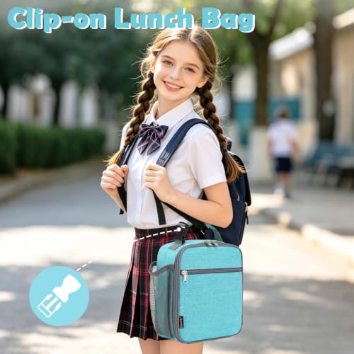 FlowFly Kids Lunch box Insulated Soft Bag Mini Cooler Back to School Thermal Meal Tote Kit for Girls, Boys, Sea Blue - color: Sea Blue
