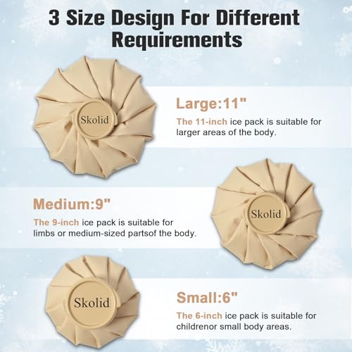 Ice Packs for Injuries Reusable, 3 Sizes, Khaki - color: Khaki