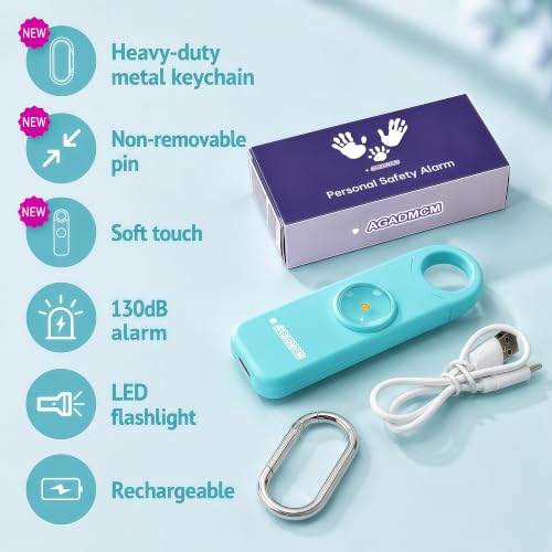Rechargeable Personal Safety Alarm for Women - color: Aqua