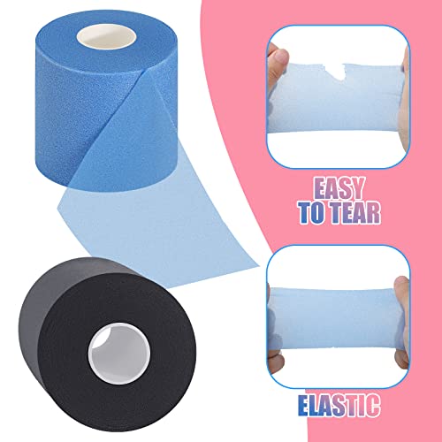 3 Pieces Pre-Wrap Tape for Hair, Sports, Ankle, Wrists, Knees - Foam Underwrap 2.75 Inch x 30 Yards (Black, Blue) - color: Black, Blue