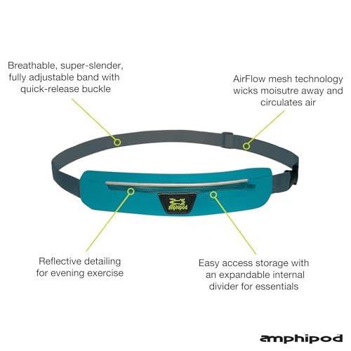 Amphipod AirFlow MicroStretch Belt, Ultra-Light Runners Waist Pack - OS - color: Marine/Silver