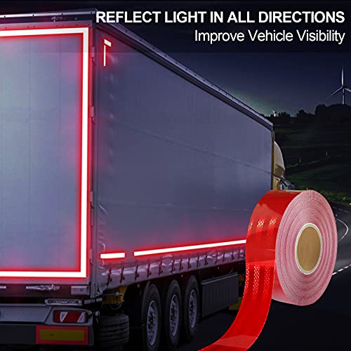 Reflective Tape, Waterproof Self Adhesive Dot Safety Reflector - color: Red, size: 2 Inch x 65 Feet