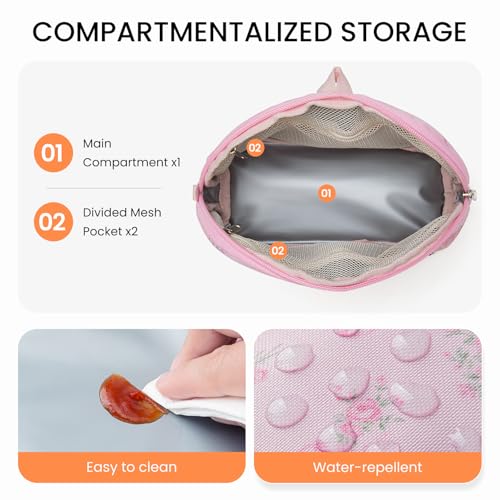 MEXS Small Cooler Bag, Freezable Snack Bag for Kids & Adults, Small Insulated Lunch Bag with Upgraded Thicker Ice Pack, Reusable Mini Cooler for Work/School/Travel - color: Pink Bow