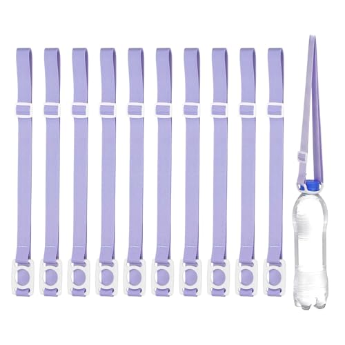 PATIKIL Water Bottle Lanyard, Adjustable Holder Shoulder Strap with Ring Buckle Carrier Clips for Walk Outdoor - color: Purple/White