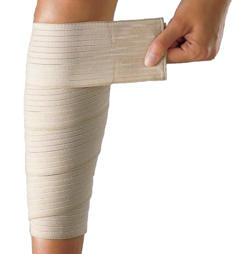 Extra Long Elastic Knee Wrap Compression Bandage Brace Support for Legs, Plantar Fasciitis, Stabilising Ligaments, Joint Pain, Squat, Basketball, Running, Tennis, Soccer, Football, Volleyball (Beige) - color: Beige