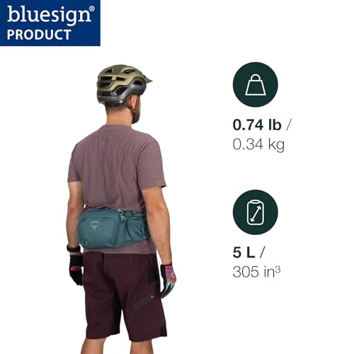 Osprey Savu Biking Waist Pack for Men & Women - Mountain Bike Fanny Pack with Bottle Pockets - Hydration Bag - color: Pediment Grey Dust Print, style: 5l