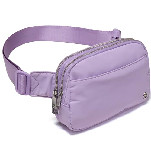Pander Nylon Fanny Pack Belt Bag for Women with 5 Zipper Pockets - color: Lilac Purple