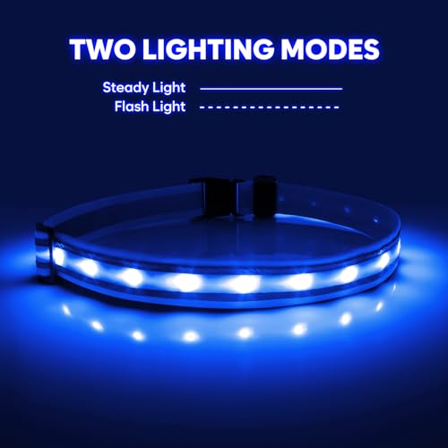 Illumifun LED Running Belt - USB Rechargeable Light Up Sash, High-Visibility Elastic Waistband Light for Running Cycling Hiking Camping Nighttime Activities - color: Royal Blue