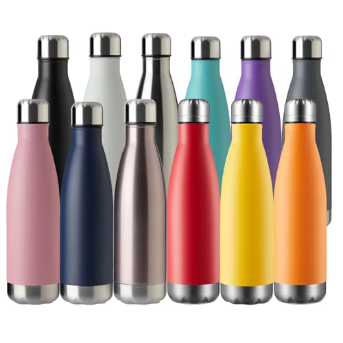 MEWAY 17oz Sport Water Bottle Vacuum Insulated Stainless Steel Sport Water Bottle Leak-Proof Double Wall Cola Shape Water Bottle,Keep Drinks Hot & Cold (colorful，12 Pack) - color: colourful
