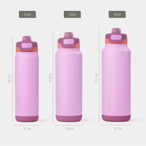 ZULU Powerfill Pro 24oz Stainless Steel Sip or Chug Water Bottle, Sherbert - color: Sherbert, style: 24oz