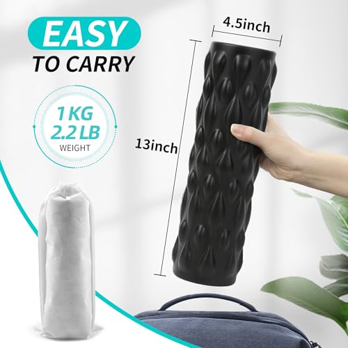 Vibrating Foam Roller,Electric Deep Tissue Massage Roller for Muscle Recovery & Back Pain Relief,4-Speed High Intensity Trigger Point Foam Roller with Carry Bag,Rechargeable Yoga Fitness Roller Black