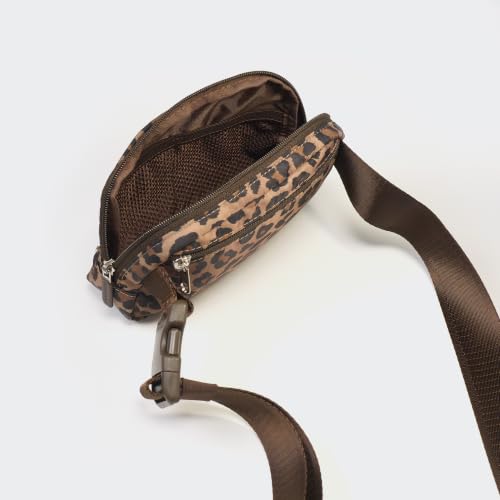 Pander Nylon Fanny Pack for Women, Two-Way Zipper Crossbody Bag - color: Leopard Multi